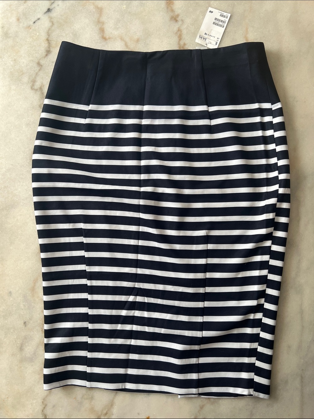 H&M Navy and White Striped Pencil Skirt